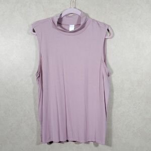 6138 Wynne Layers dusty rose knit mock neck sleeveless top XL